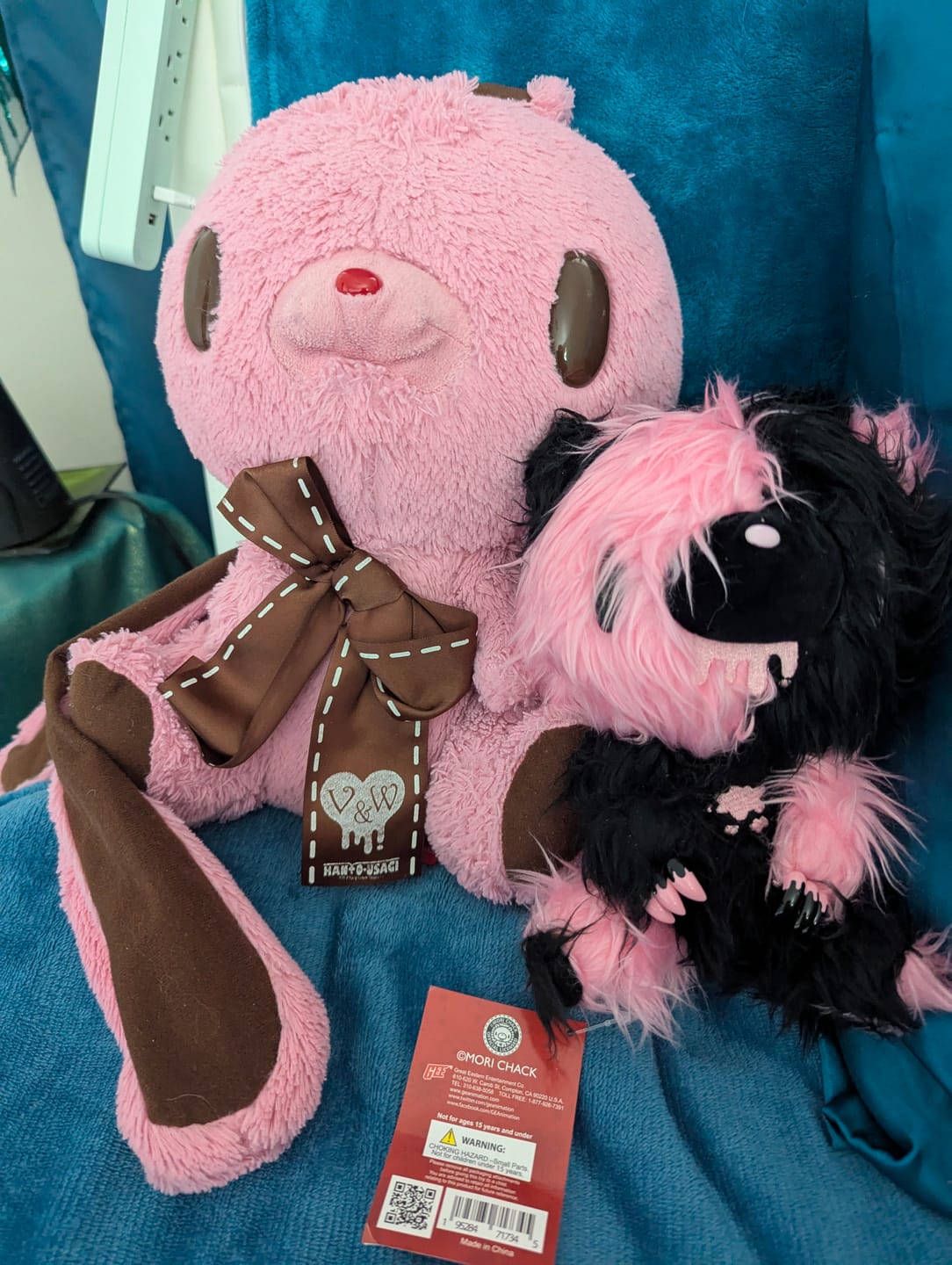 Customer photo review of Shaggy Monotone Pink/Black Gloomy Bear 7" Plush