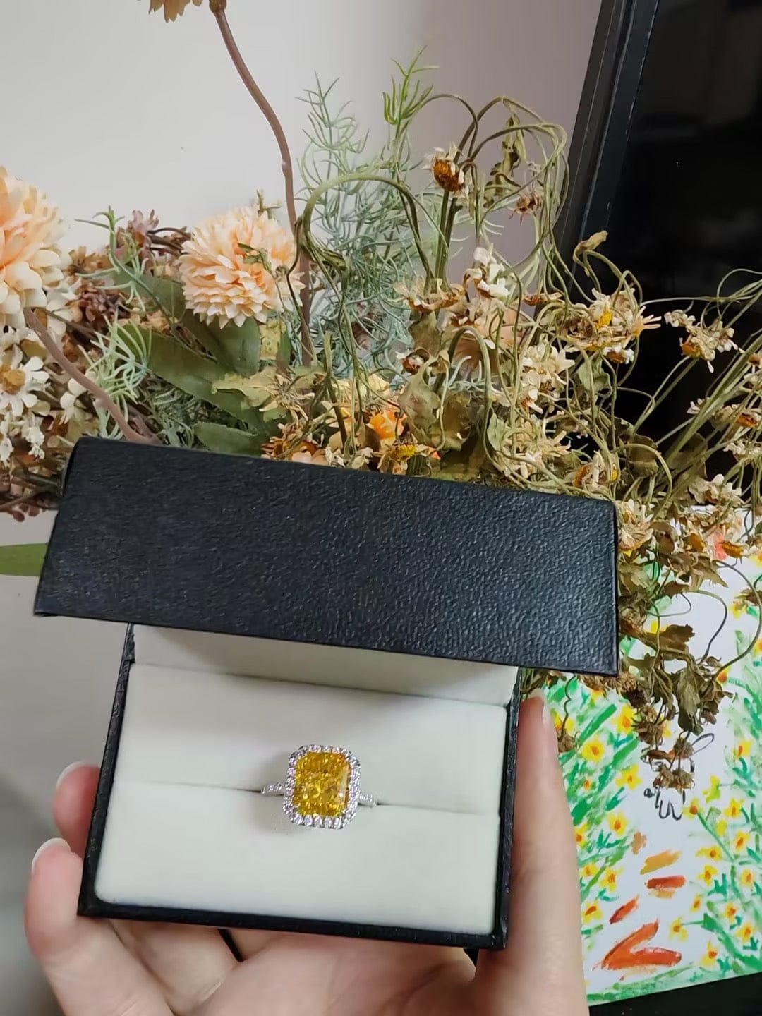 Customer photo review of Louily Luxurious Pear Cut Engagement Ring In Sterling Silver