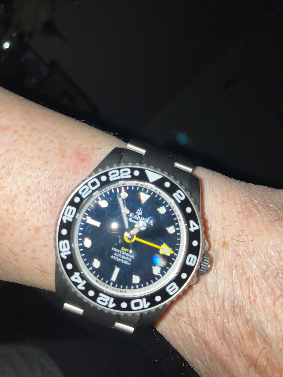 Customer photo review of Oceaneva Men's GMT TITANIUM Automatic Deep Marine Explorer 1250M Black Ceramic Bezel Watch