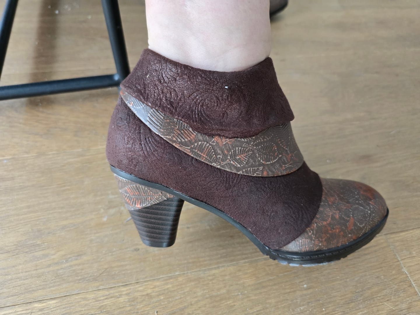 Customer photo review of Handmade Floral Embossed Ankle Boots