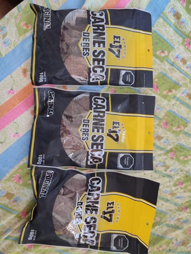 Reseña con foto de un cliente sobre Carne Seca Original