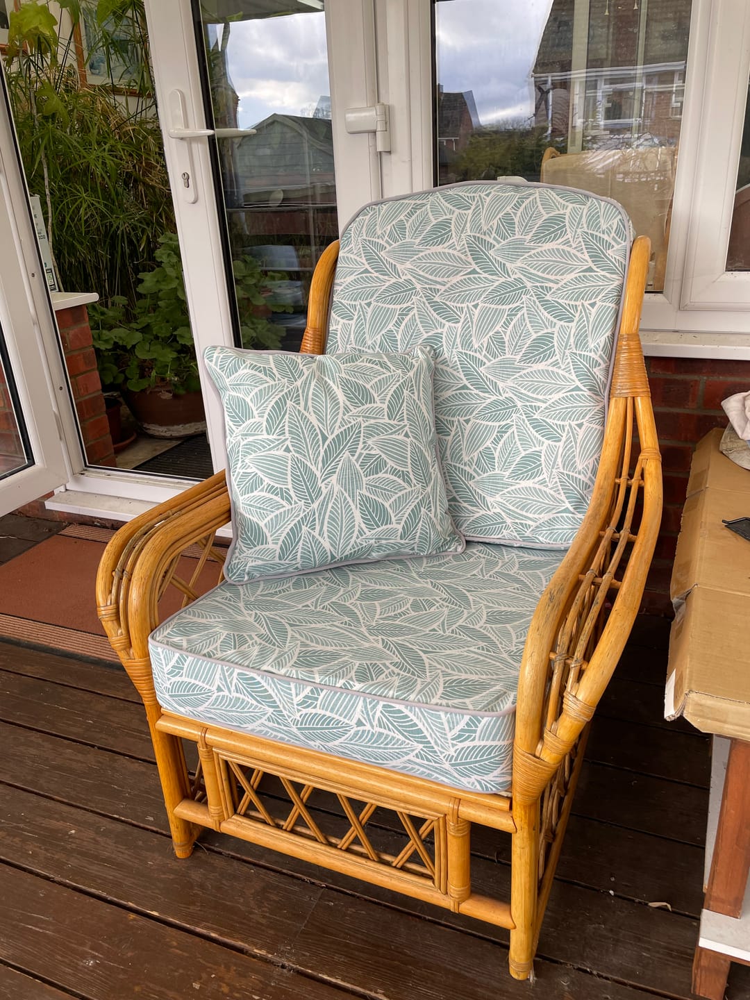Customer photo review of Outlined Leaves Water Resistant Fabric