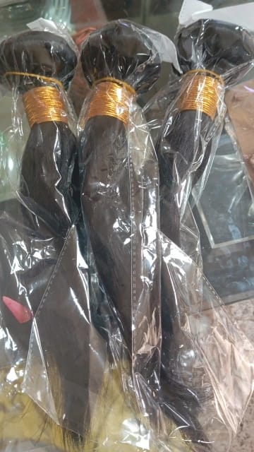Customer photo review of MORE FACE 10A Straight Remy Hair 3PCS Human Hair Bundles Extensions Natural Color