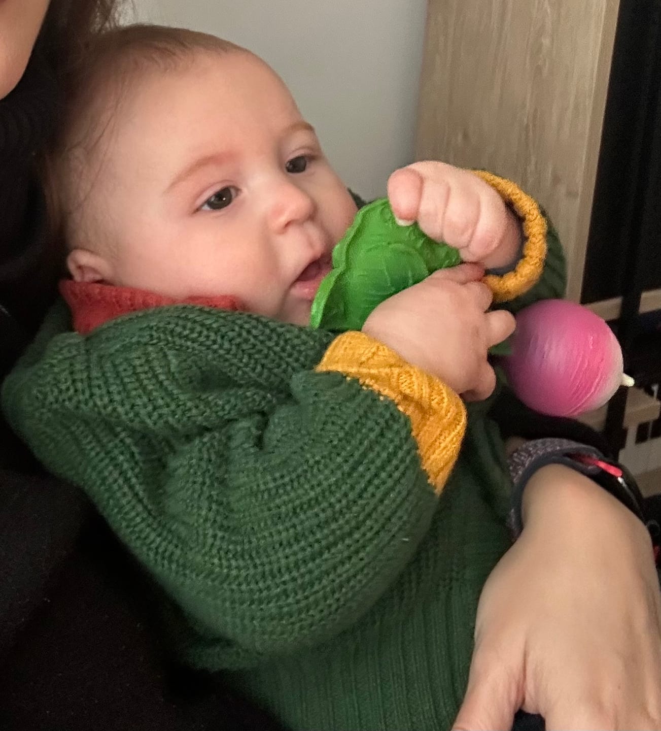 Customer photo review of From One To Another Olive Snuggly Knitted Cardigan