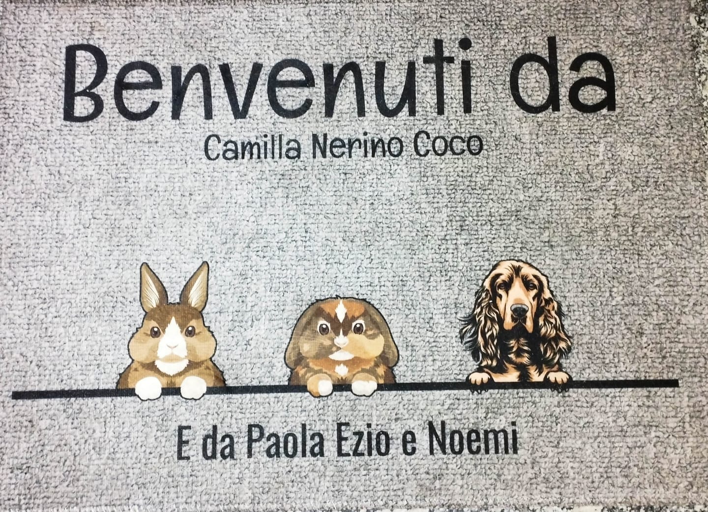 Customer photo review of Tutti i miei amici pelosi - Zerbino personalizzato