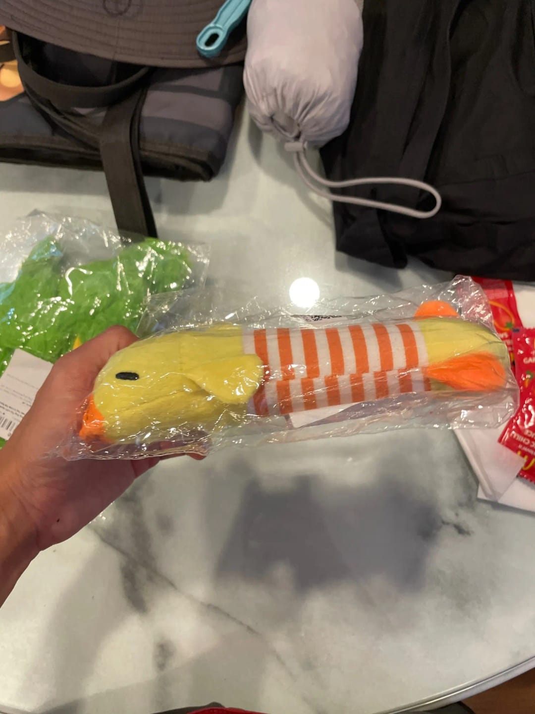 Customer photo review of Simulated Animal Stuffingless Plush Squeaky Dog Toy