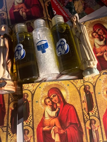 Customer photo review of Blessed Exorcised Holy Water Oil & Salt - Christian Sacramentals