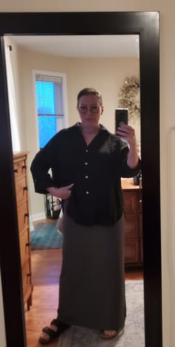 Customer photo review of Meo Linen Rome Button Down Shirt (Black)