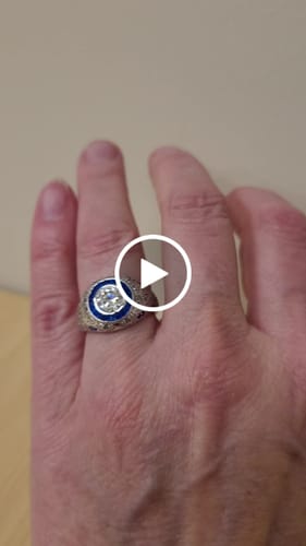 Jackie B. review of Halo Bezel Moissanite Vintage Art Deco Engagement Ring image 1 out of 1