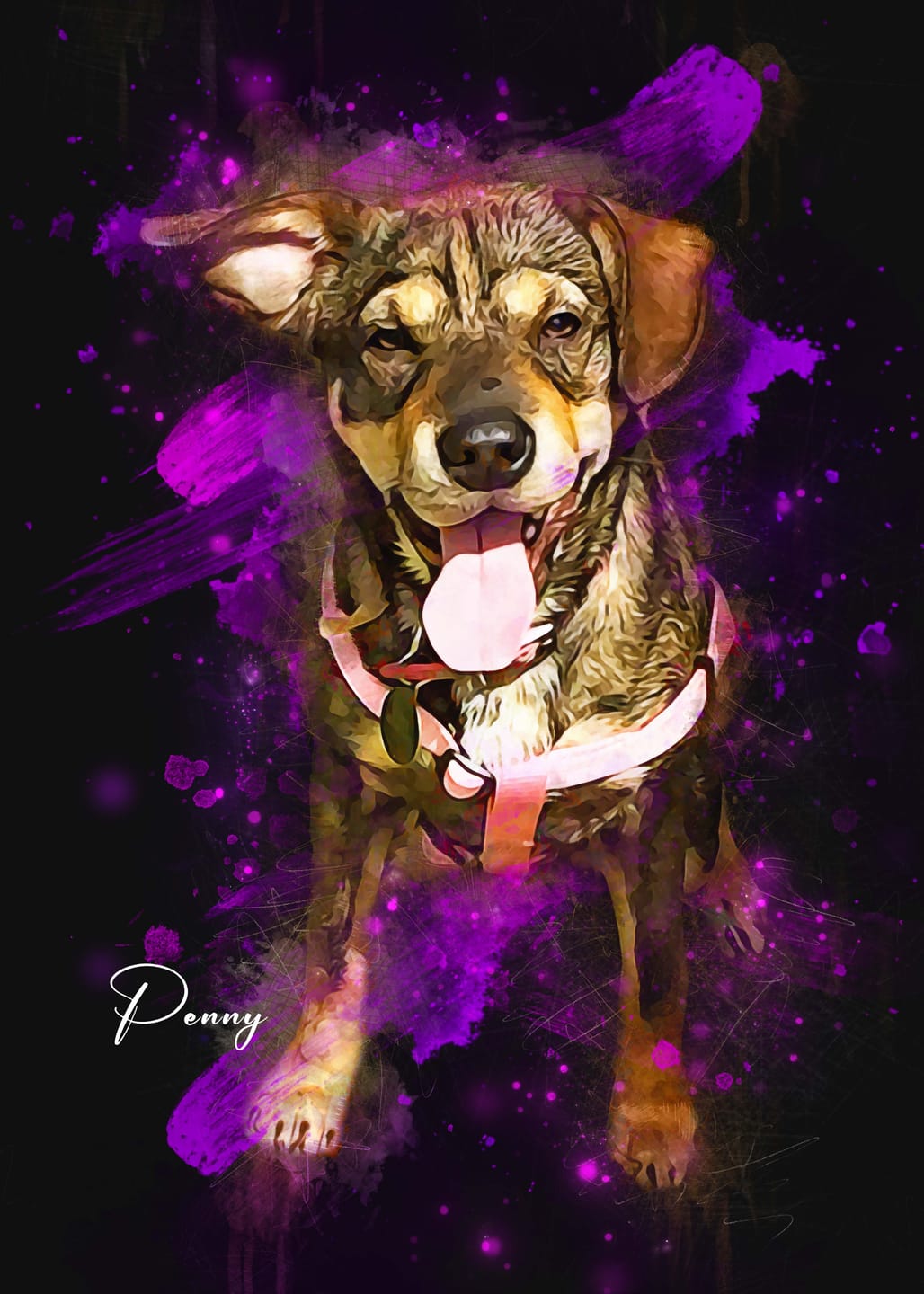 Customer photo review of Custom Neon Watercolor Pet Portrait – Aesthetic Neon Style (AN)
