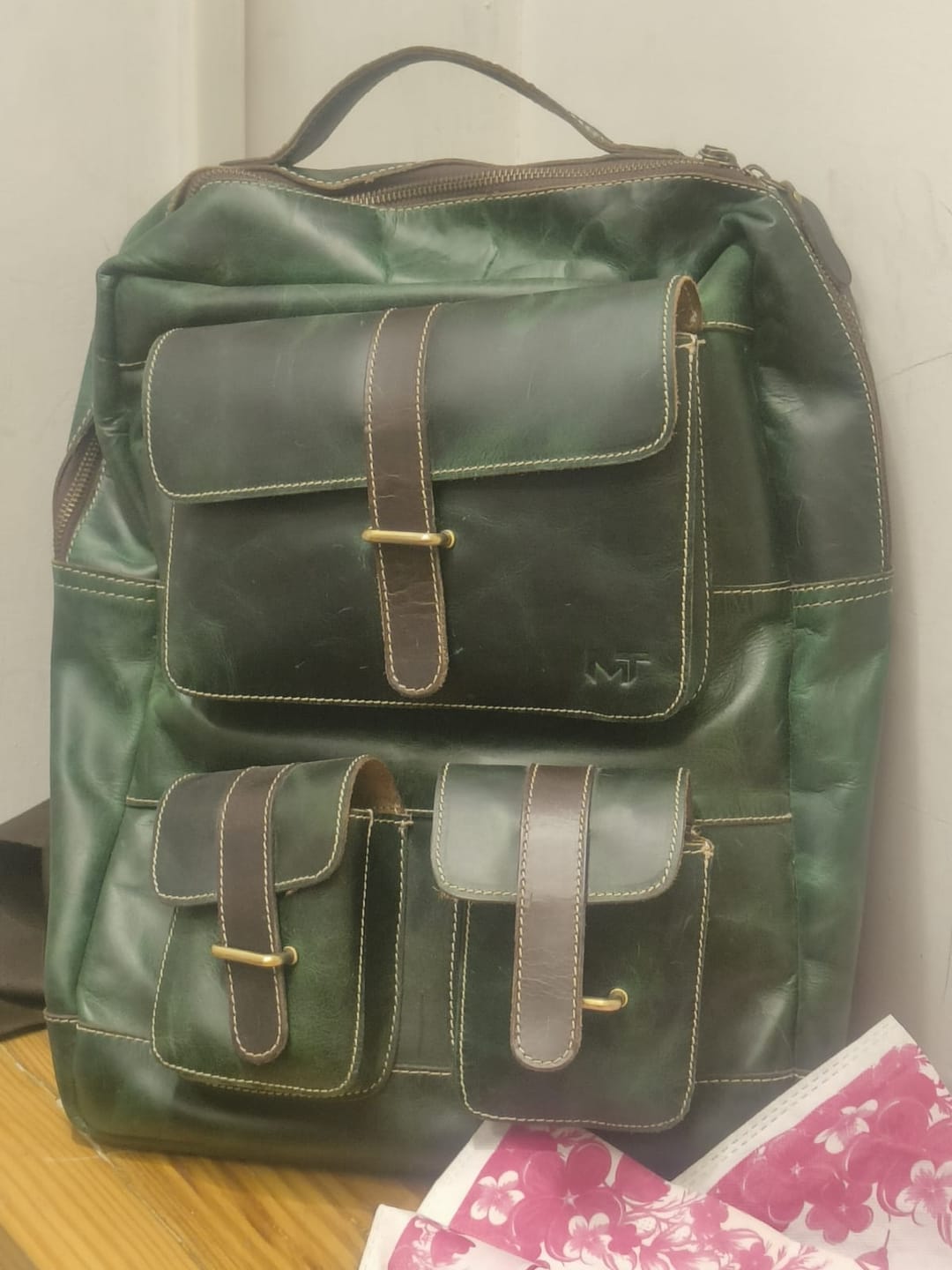 Customer photo review of Greenfield Premium Leather Backpack