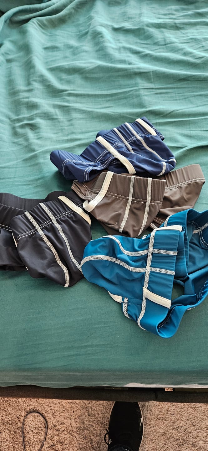 Customer photo review of Nylon 0in Sport Briefs No Fly 4pk Blue/Gray/Dark Blue/Dark Gray