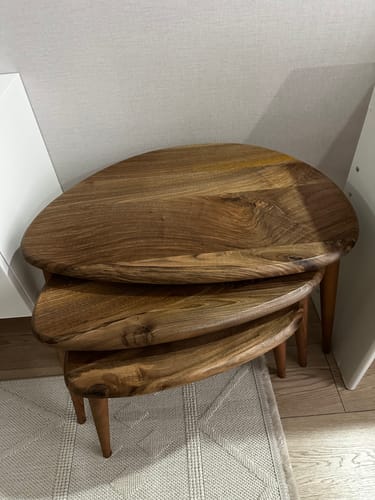 Customer photo review of 3'lü Zigon Sehpa Takımı - Ceviz Ağacı (Ercol Stil)
