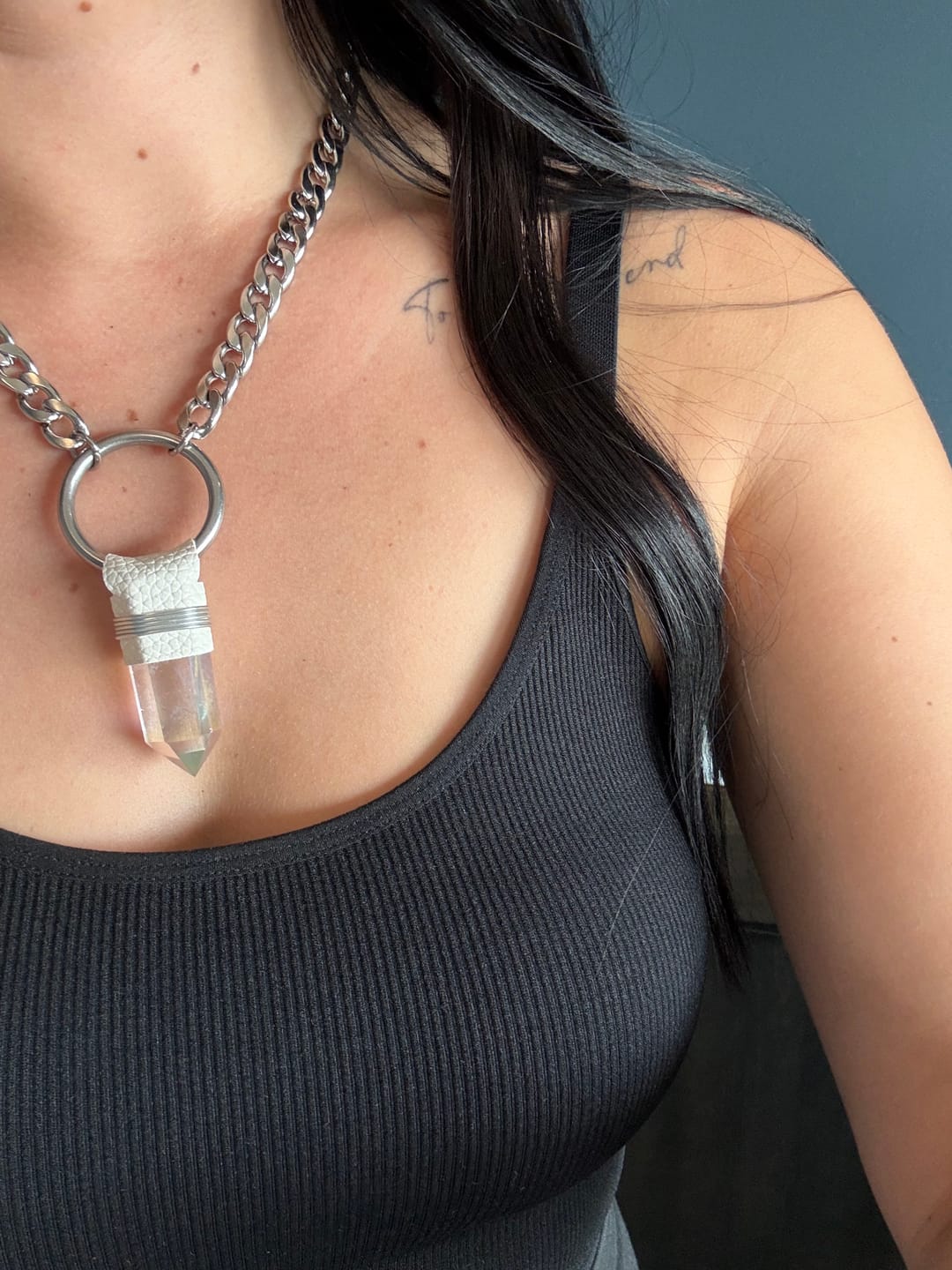 Customer photo review of Angel Aura Quartz Necklace