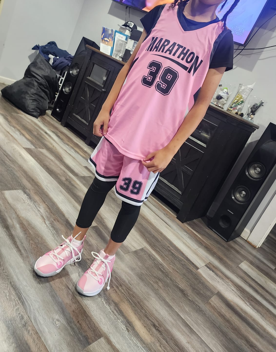 Customer photo review of Custom Black Pink Double Side Kits Design Sportswear Basketball Jersey