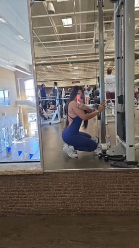 Customer photo review of Navy Sleeveless Zipper Scrunch Butt Jumpsuit