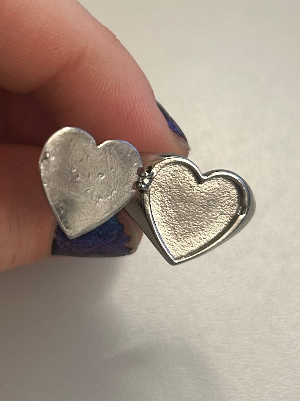 Customer photo review of LOCKET HEART RING (ENGRAVABLE)