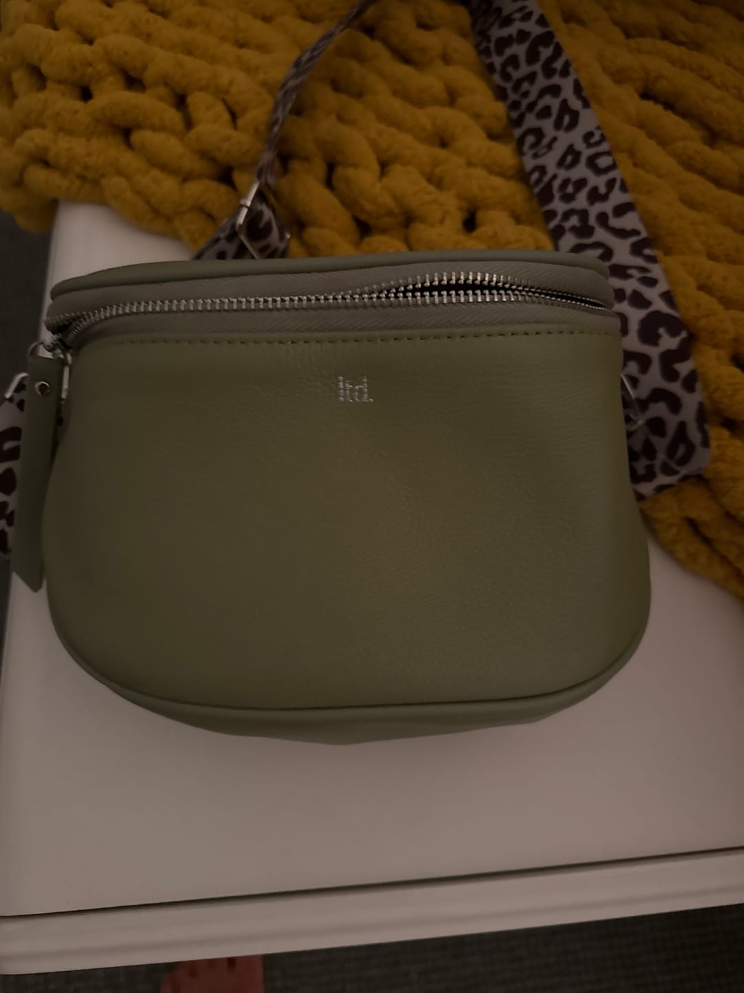 Customer photo review of Dani Leather Crossover Bag - Khaki