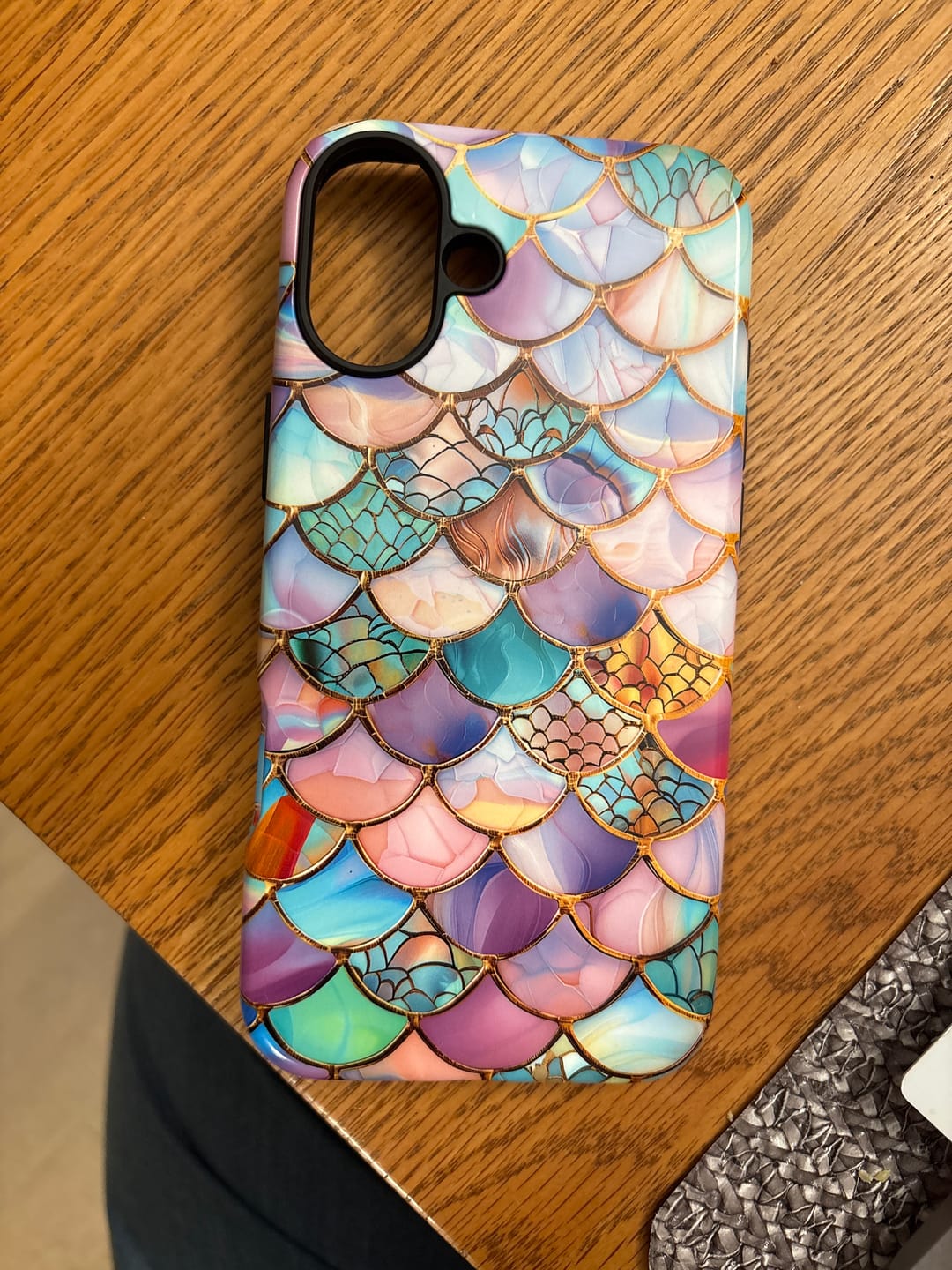 Customer photo review of Mermaid Scale Mosaic Stained Glass Design iPhone Case