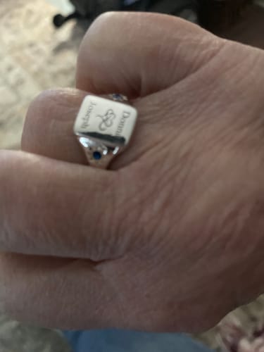 Customer photo review of Custom Name Personalized Rings With 2 Birthstones, Gift for Couple (Unisex Design)