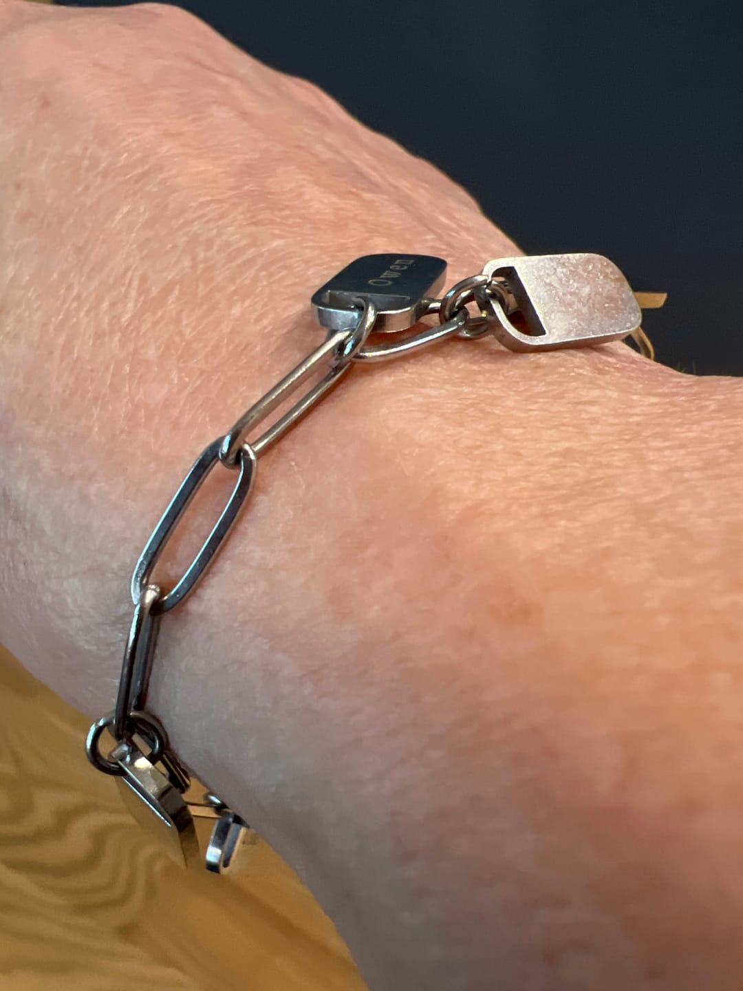Customer photo review of Personalized Chain Link Bracelet with Custom Name Charms