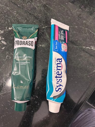 Customer photo review of Proraso Green Shaving Cream in a Tube 150ml - Menthol & Eucalyptus
