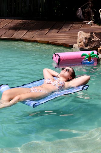Customer photo review of Water Hammock - with attachable waterproof phone sleeve and inflatable drink holder - SKYB.