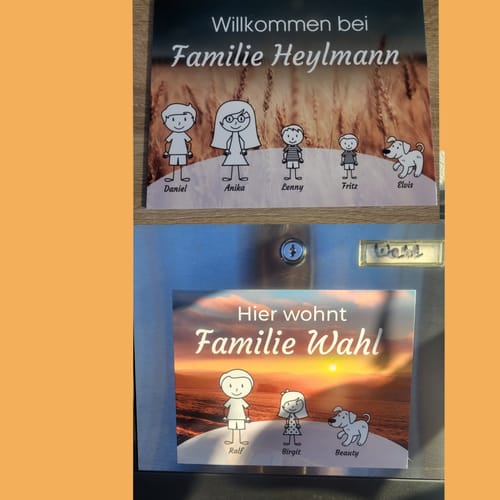 Customer photo review of Familien Türschild (UV- und wetterfest) inkl. Klebebefestigung - Angebot beim Kauf eines 2. Schildes