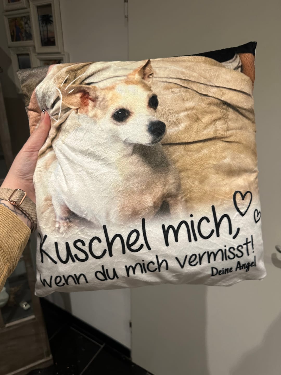 Customer photo review of Kuschel mich, wenn du mich vermisst - Individuelles Kissen