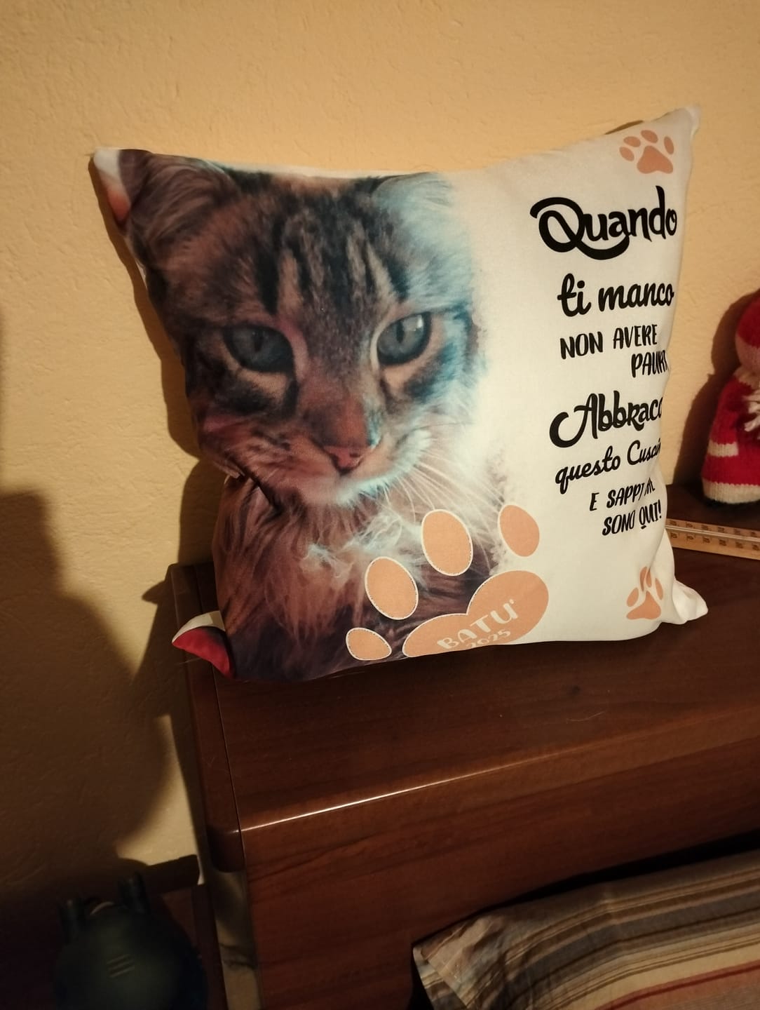 Customer photo review of Quando ti manco - Cuscino personalizzato