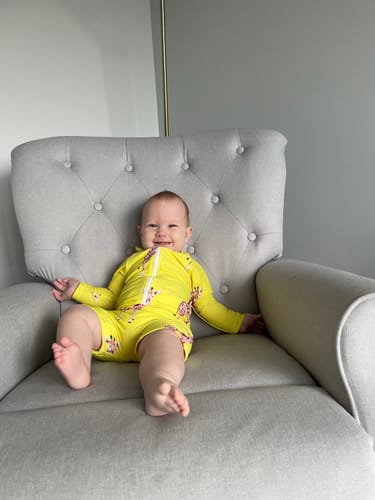 Customer photo review of Yellow Giraffe Unisex Long Sleeve Zip Swimmers