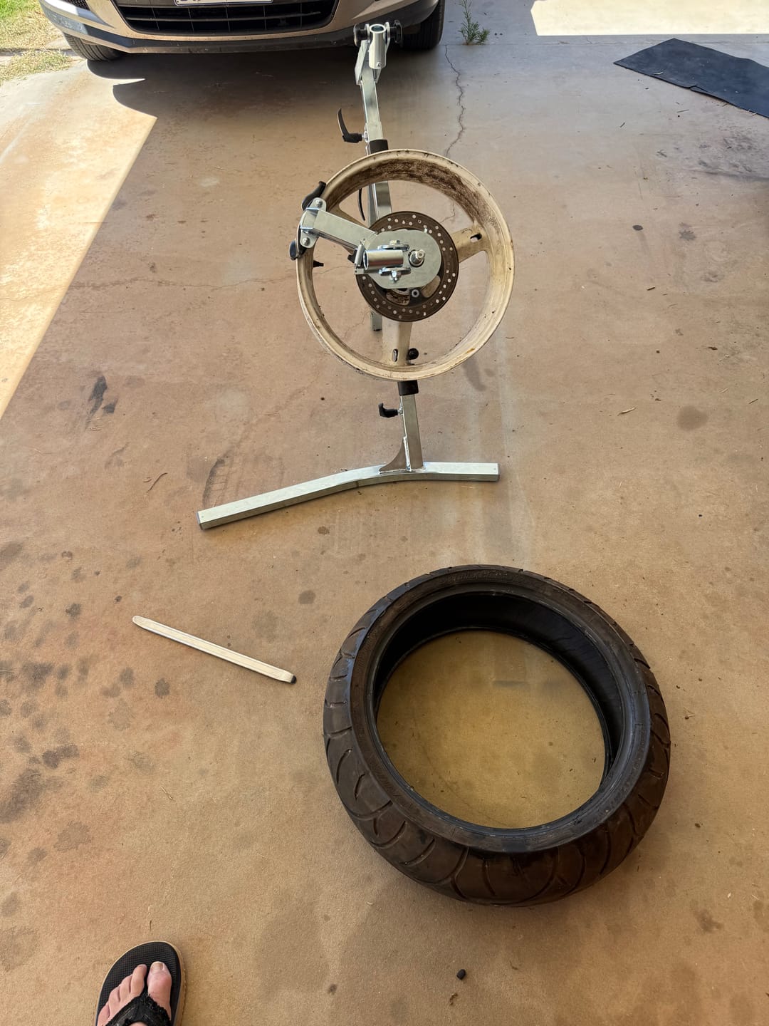 Customer photo review of Street Bike Tire Changer