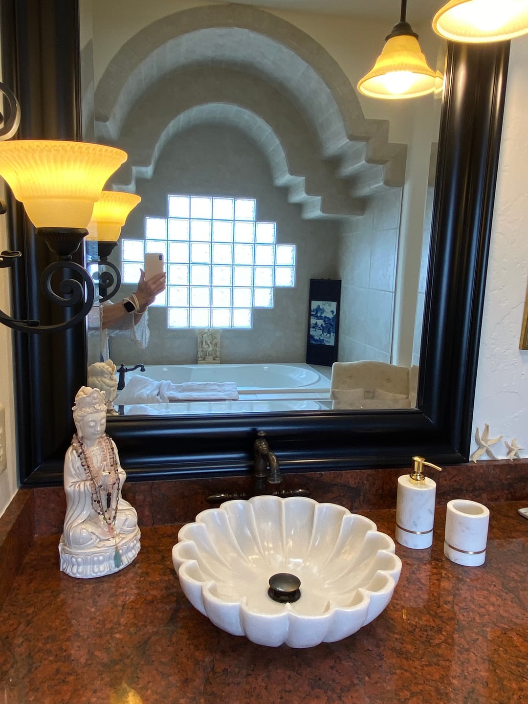 Customer photo review of The Scallop Marble Wash Basin