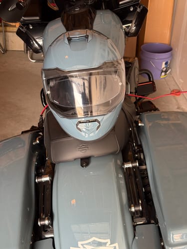 Customer photo review of Daytona Glide Modular Motorcycle Helmet - DOT Approved, Bluetooth Ready, Dual Visor, Men/Women/Youth- Shark Blu