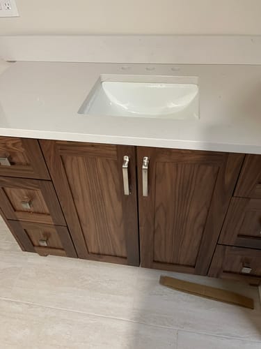 Customer photo review of Bridgeport 48" American Black Walnut Bathroom Vanity