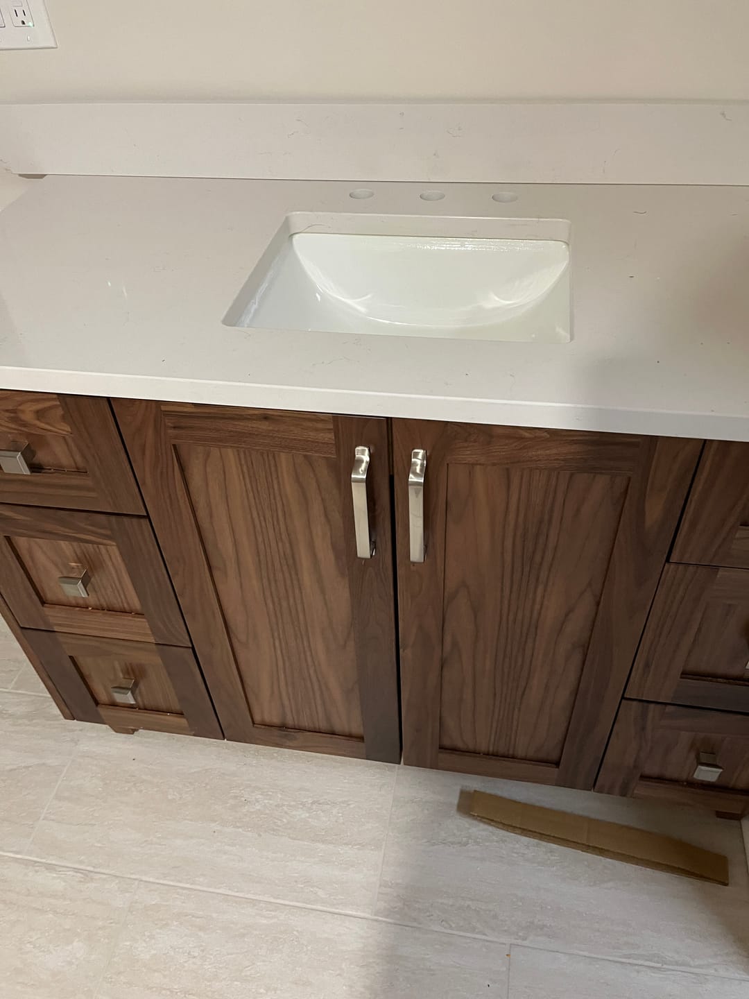Customer photo review of Bridgeport 48" American Black Walnut Bathroom Vanity