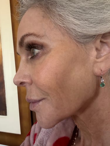 Customer photo review of Genuine Green Emerald With Diamonds Earrings Lever Backs