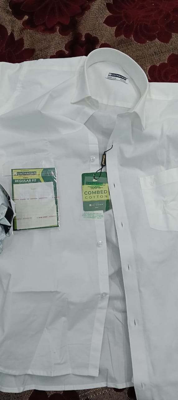 Customer photo review of Good Luck - 100% Cotton Formal White Shirt For Men | Uathayam