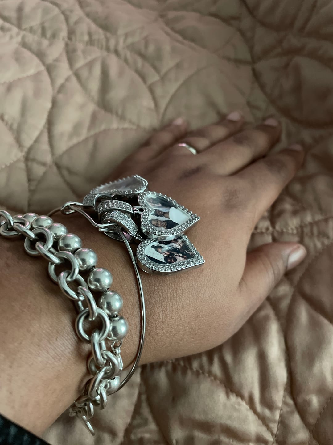 Customer photo review of Hearts Photo Bangle Bracelet