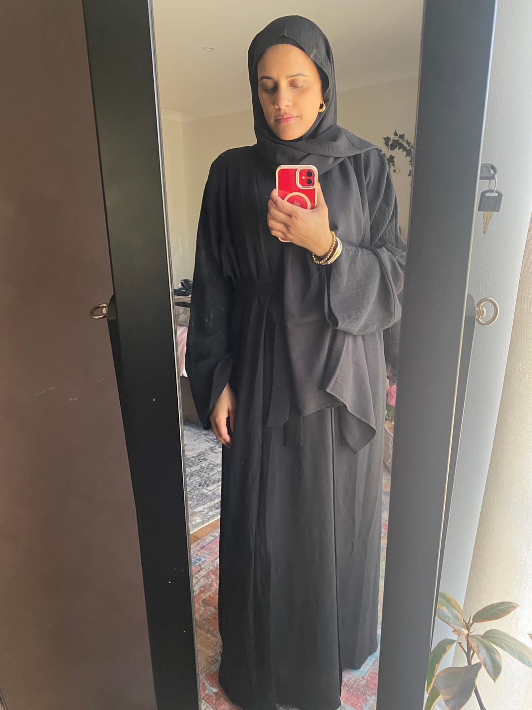 Customer photo review of 3PC Crinkle Abaya Set - Black