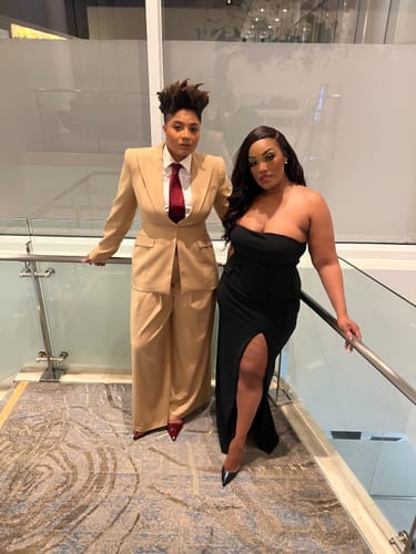 Customer photo review of Power Shoulder Fitted Suit Blazer