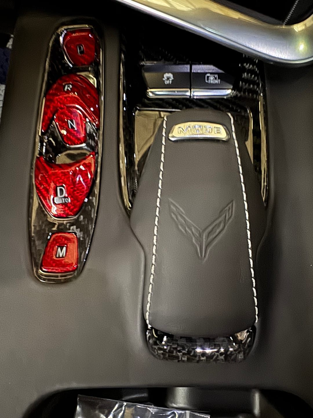Customer photo review of C8 Corvette Carbon Fiber Gear Shift Button Cover