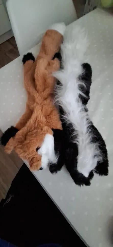 Customer photo review of Simulated Animal Stuffingless Plush Squeaky Dog Toy