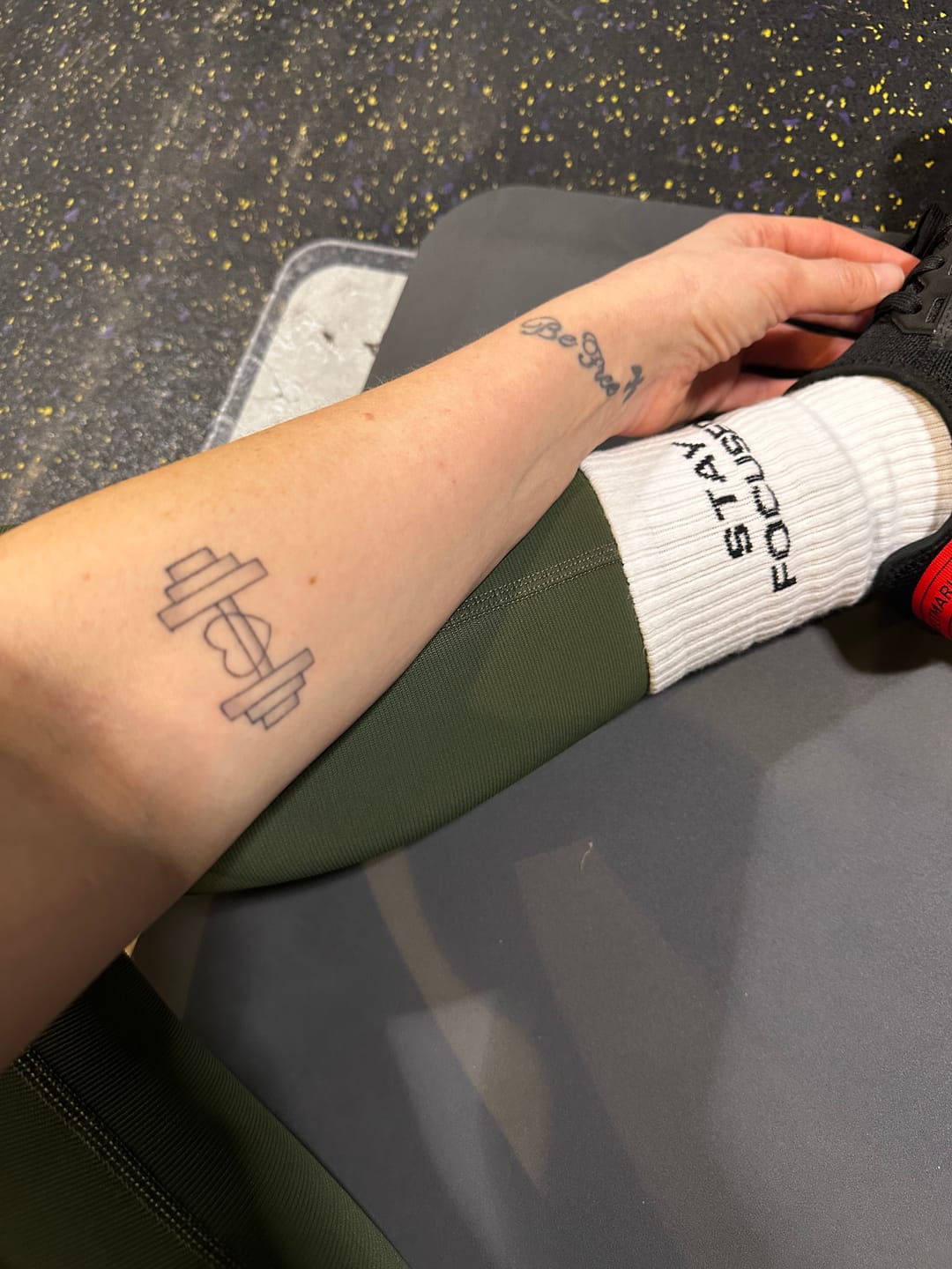 Customer photo review of Stay Focused - Women's Crew Workout Socks