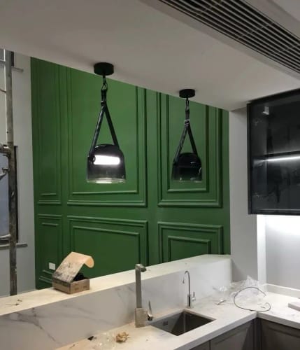 Customer photo review of Priv Volarim DIY Luxury Leather Glass Pendant Chandelier