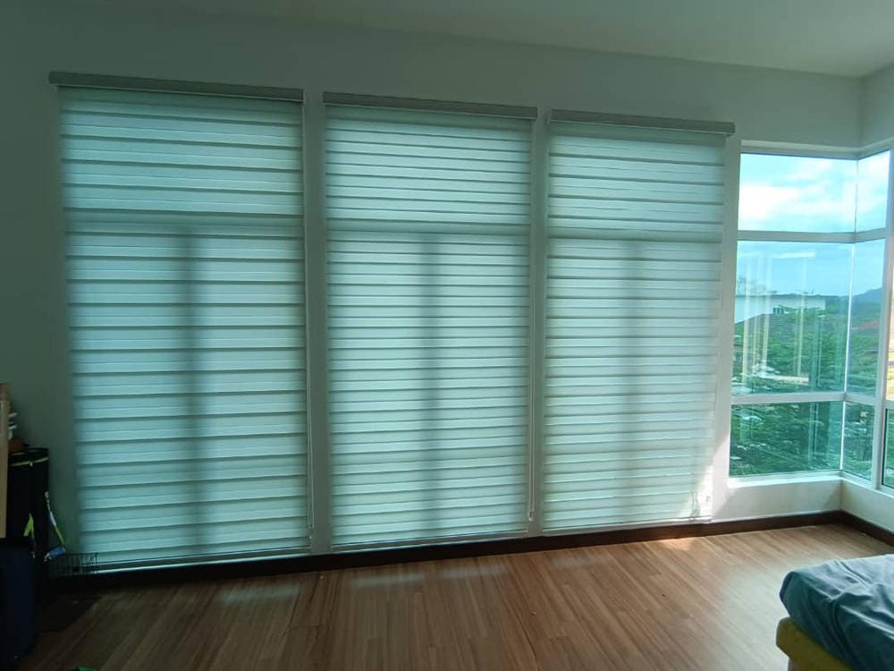 Customer photo review of Tisa Signature Light Filtering Zebra Blinds