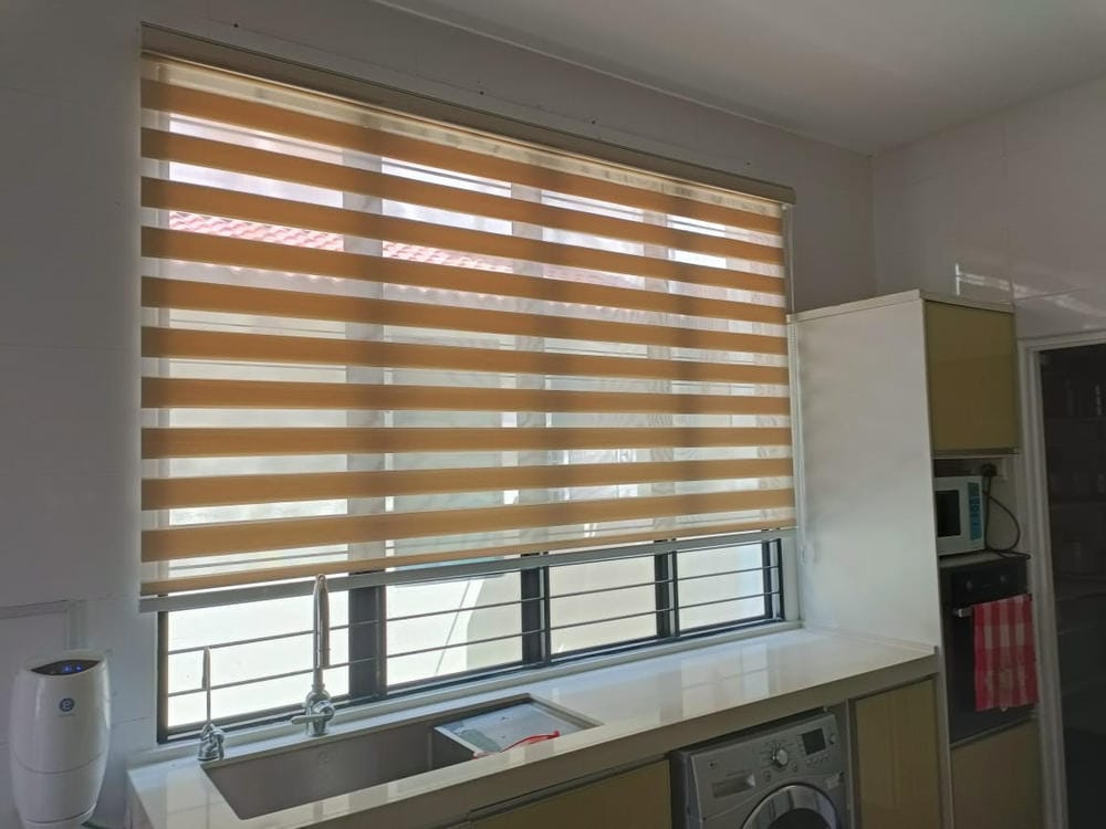 Customer photo review of Tisa Signature Light Filtering Zebra Blinds