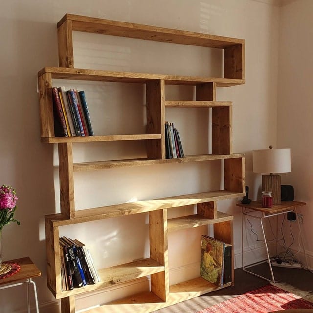 Customer photo review of Reclaimed Wood Bookcase - Rustic Shelving Unit | Scaffold Timber Furniture | Storage-  Boxes