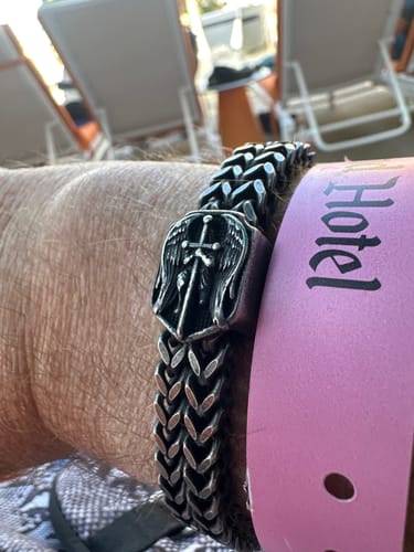 Customer photo review of St. Michael Defend Us Bracelet - Helps Pair Veterans With A Service Dog Or Shelter Dog