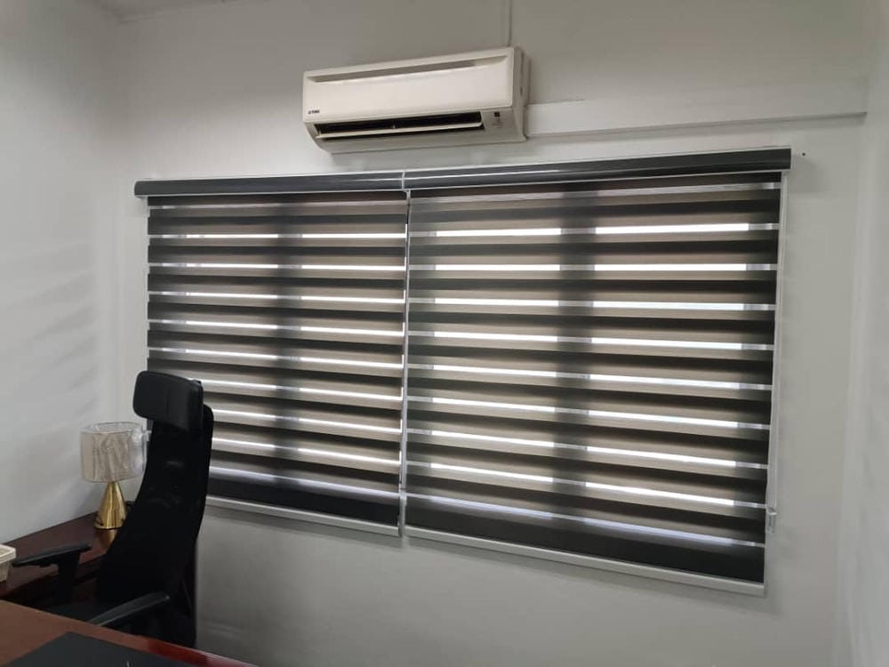 Customer photo review of Tisa Signature Light Filtering Zebra Blinds